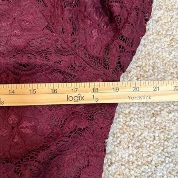 Lily & Lola Womens Lace Bodycon Dress Burgundy Stretch Size XL - Picture 6 of 10